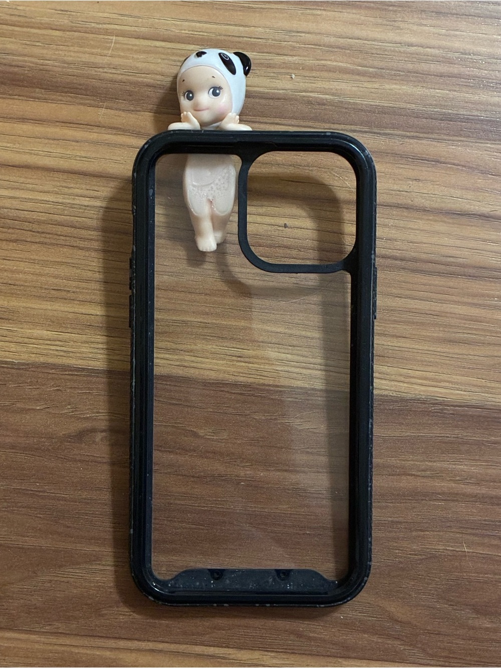 Black Clear Bumper Phone Case with Panda Doll Accent - Brand Unbranded